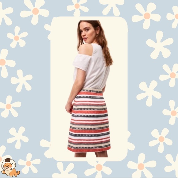 LOFT Dresses & Skirts - LOFT Outlet Geometric Striped Embroidered/Textured Mini Skirt, Sz 4